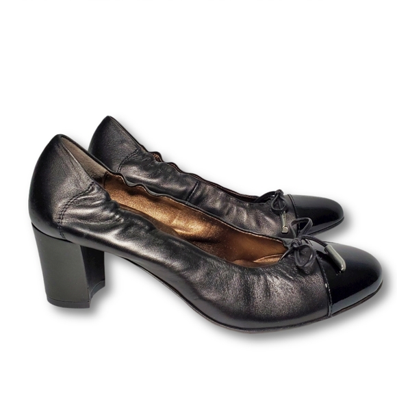 AGL Cap Toe Leather Bow Stretch Pumps EU 38 US 8 - Picture 5 of 14
